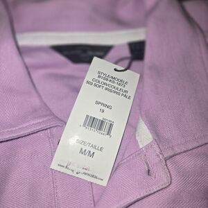 Men's Soft Iris Pink Button-Up Golf Shirt